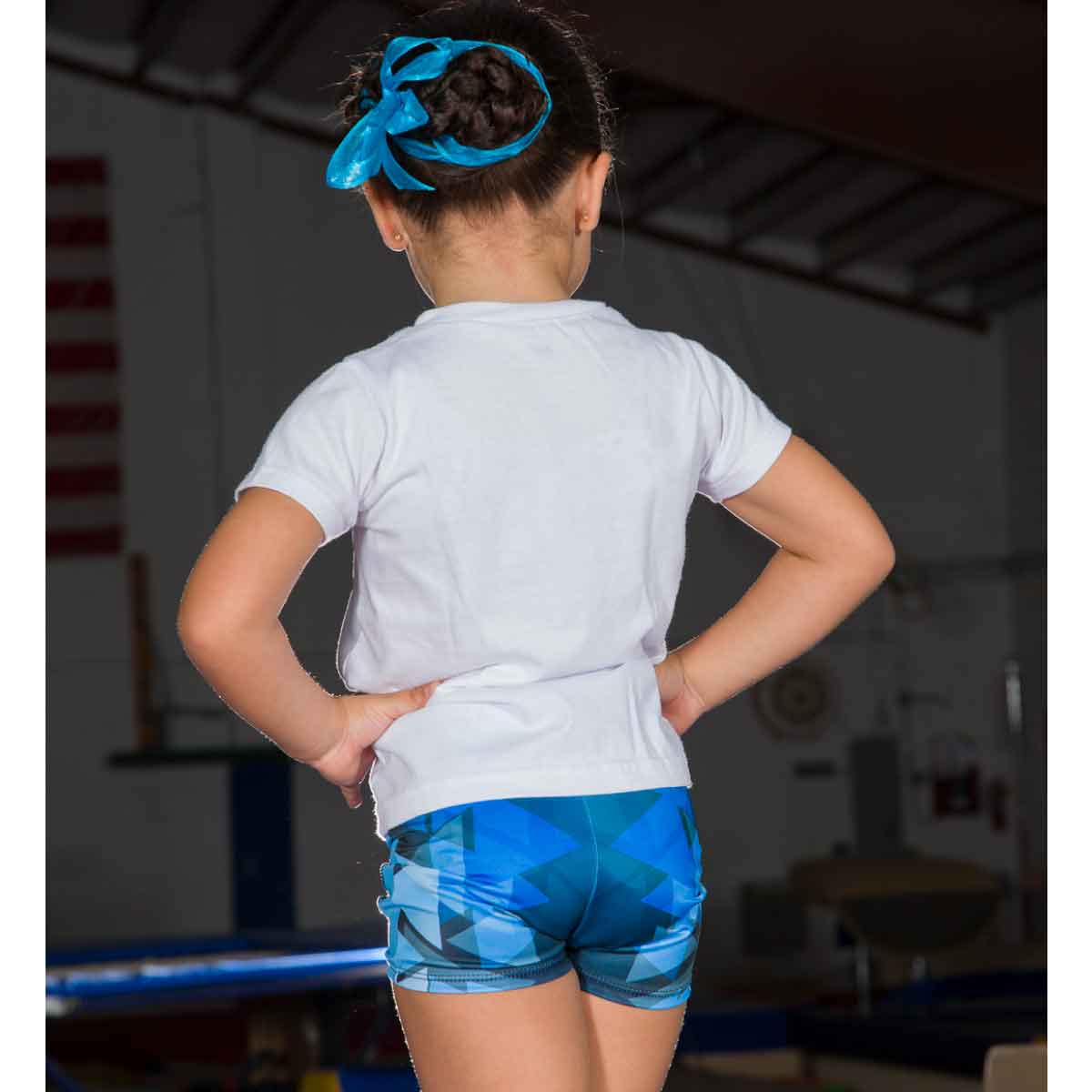 SHORTS BLUE GEOMETRIC PARA NIÑA -LOVE