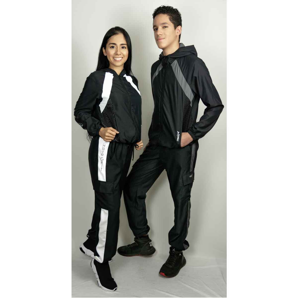 JOGGER NEGRO Y GRIS PARA HOMBRE