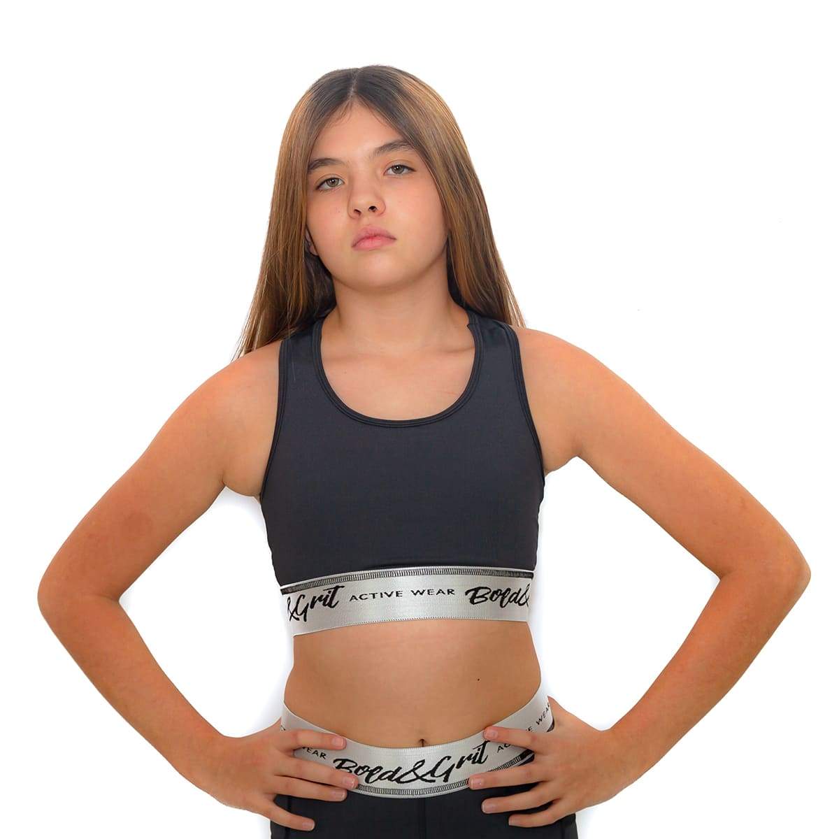 TOP DEPORTIVO ESPALDA CRUZADA PARA NIÑAS COLOR NEGRO