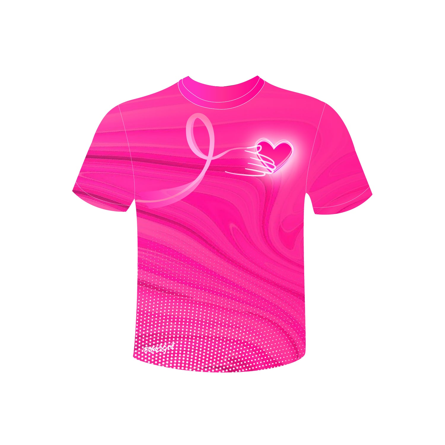 Camiseta Corazon Rosa de Concientización del Cancer de Mama