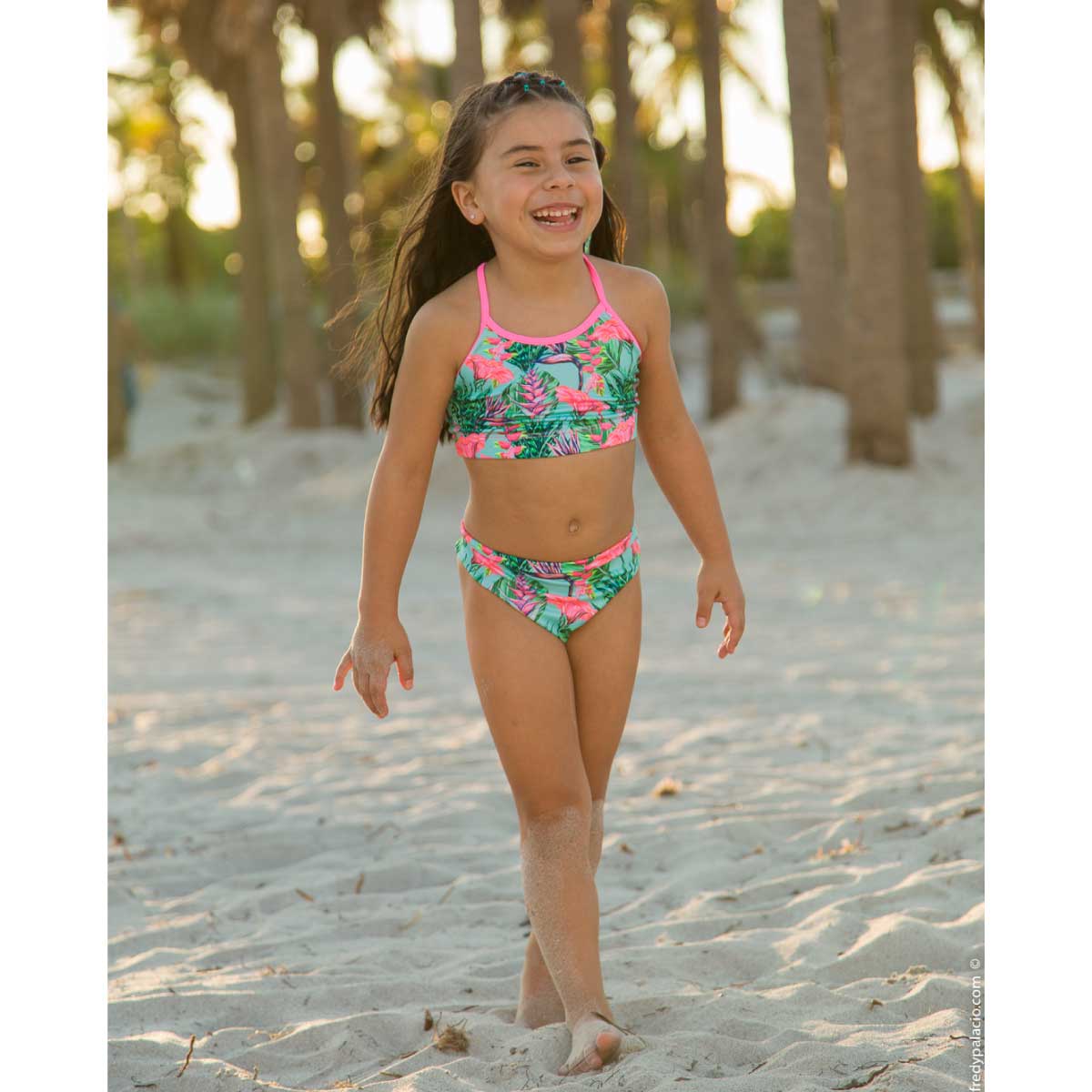 VESTIDO DE BAÑO DOS PIEZAS FLORES TROPICALES