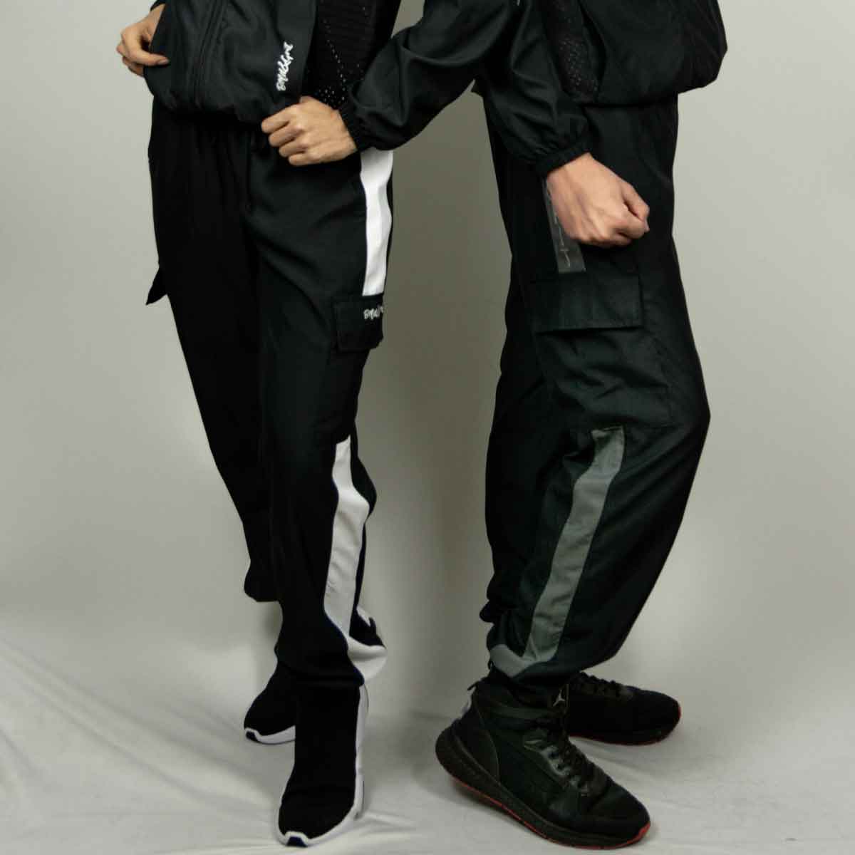 JOGGER NEGRO Y GRIS PARA HOMBRE