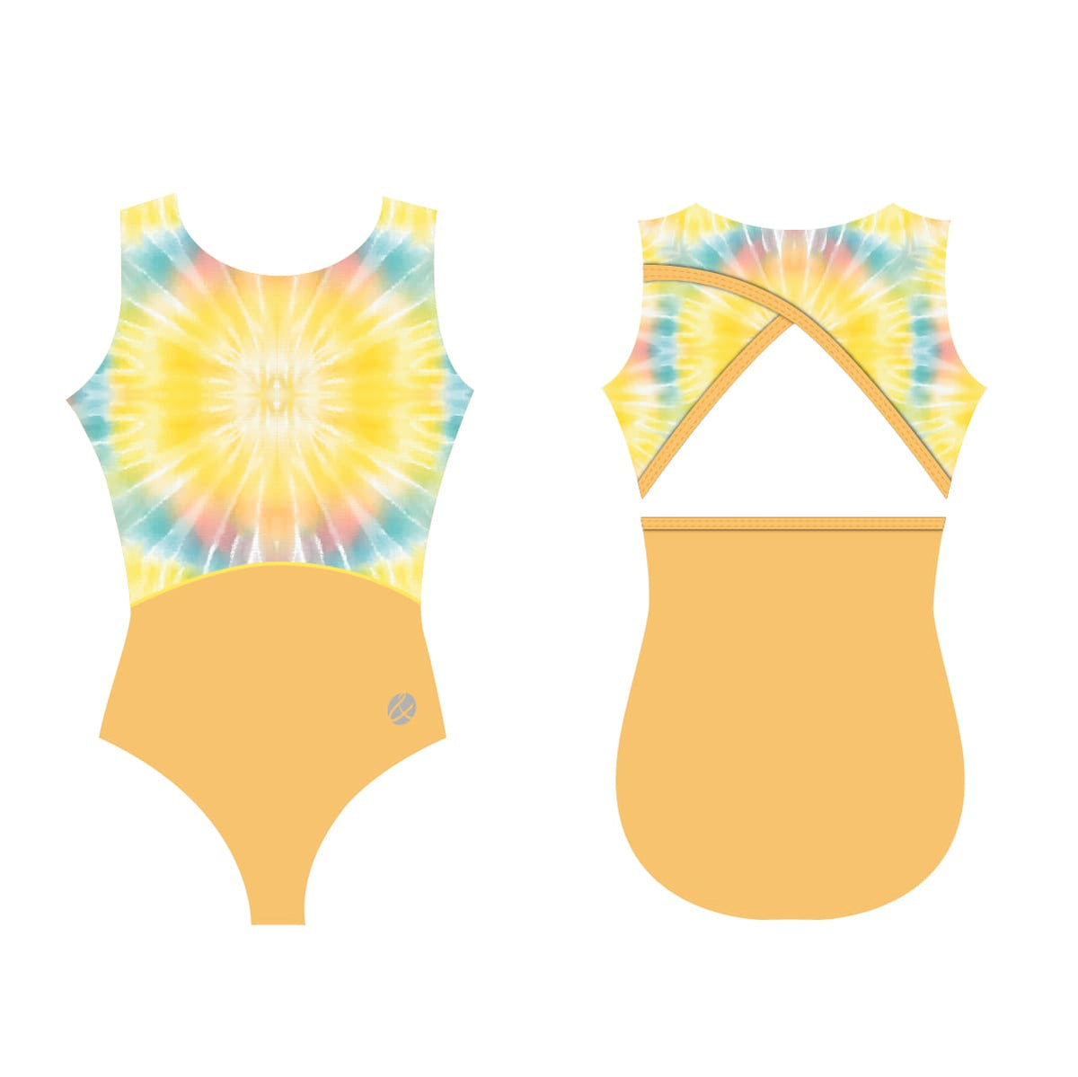 Trusa de gimnasia Illuminating Yellow Oasis Tie Dye - Crossover Back
