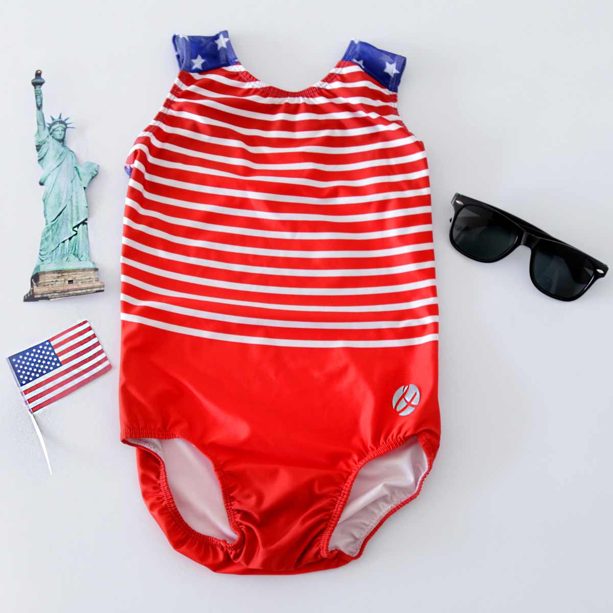 TRUSA PARA GIMNASIA DE ESTADOS UNIDOS ROJA Y BLANCA