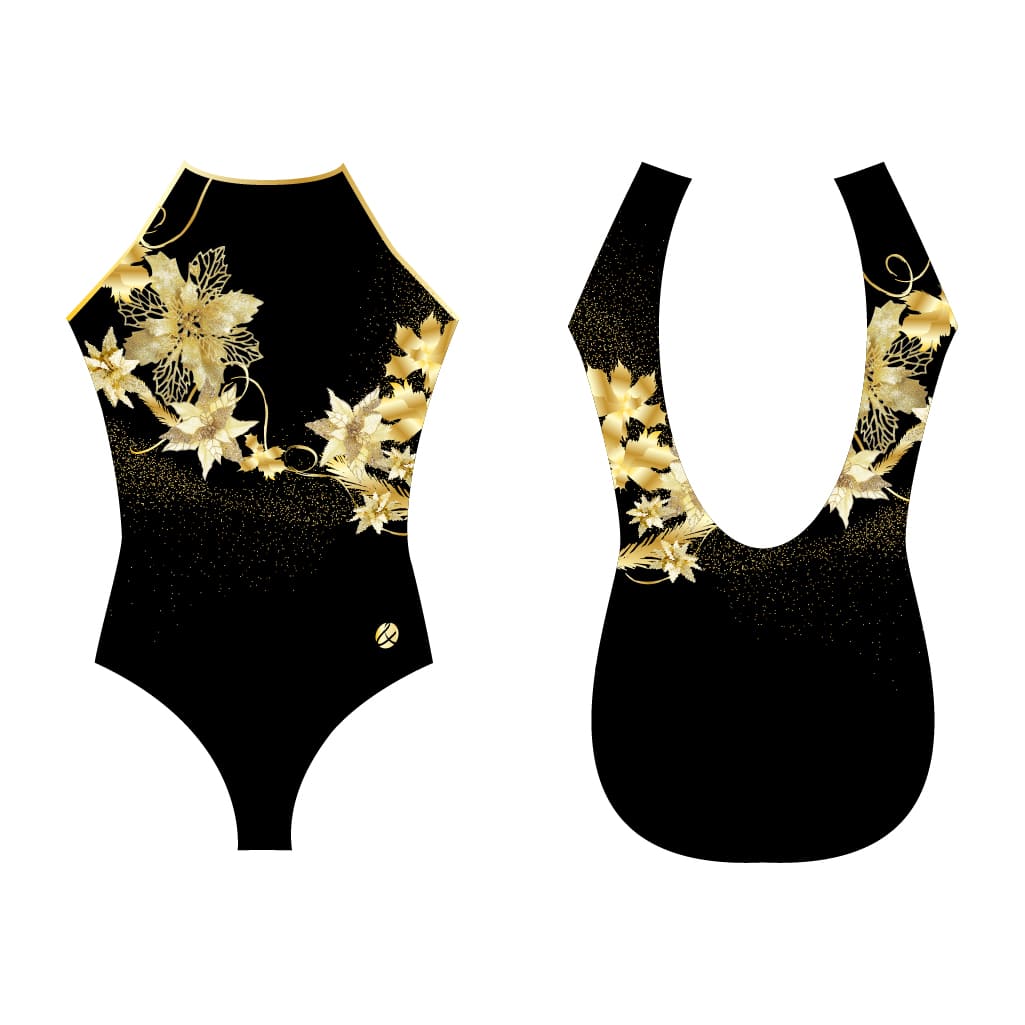Trusa de gimnasia Christmas Fashion negro espalda abierta