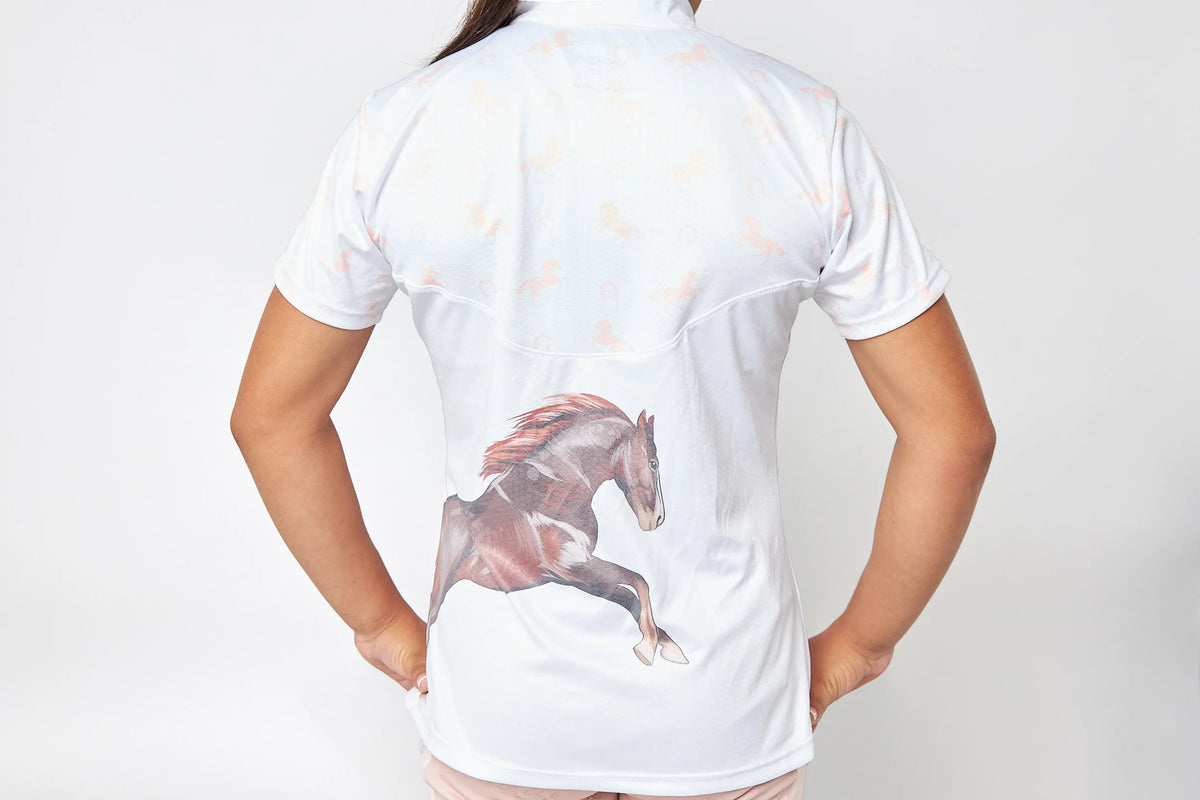 CAMISETA DE EQUITACIÓN WHITE GOLD HORSE - DAVOS