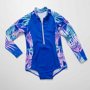 VESTIDO DE BAÑO MANGA LARGA AZUL PARA NIÑAS